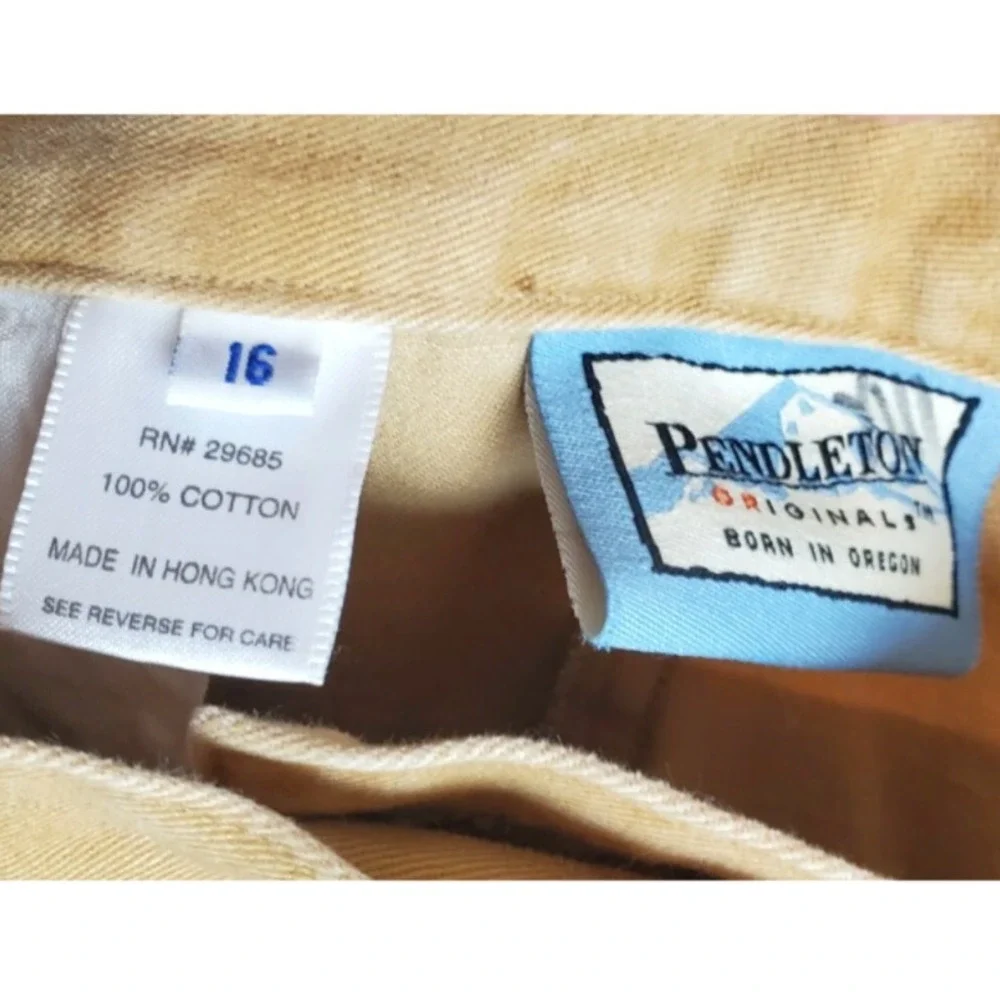 Pendleton Pants Women's Size 16 Mustard Flat Front 100% Cotton High‎ Waist 32x29